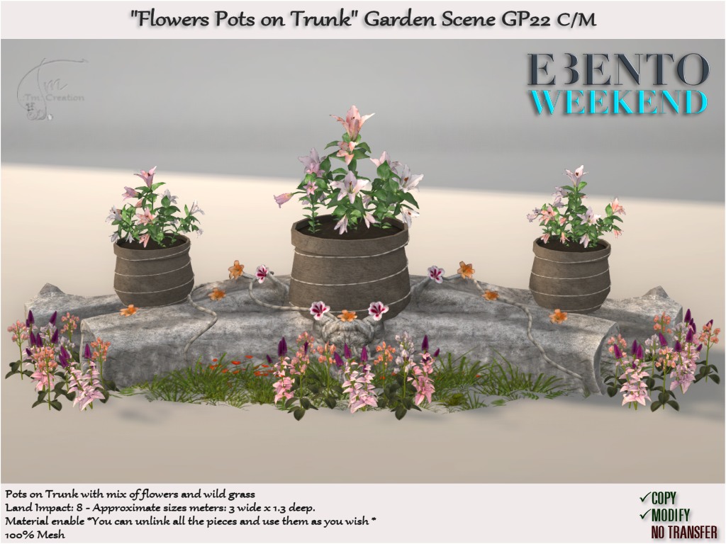 TM Creation – “Flowers Pots on Trunk” Garden Scene