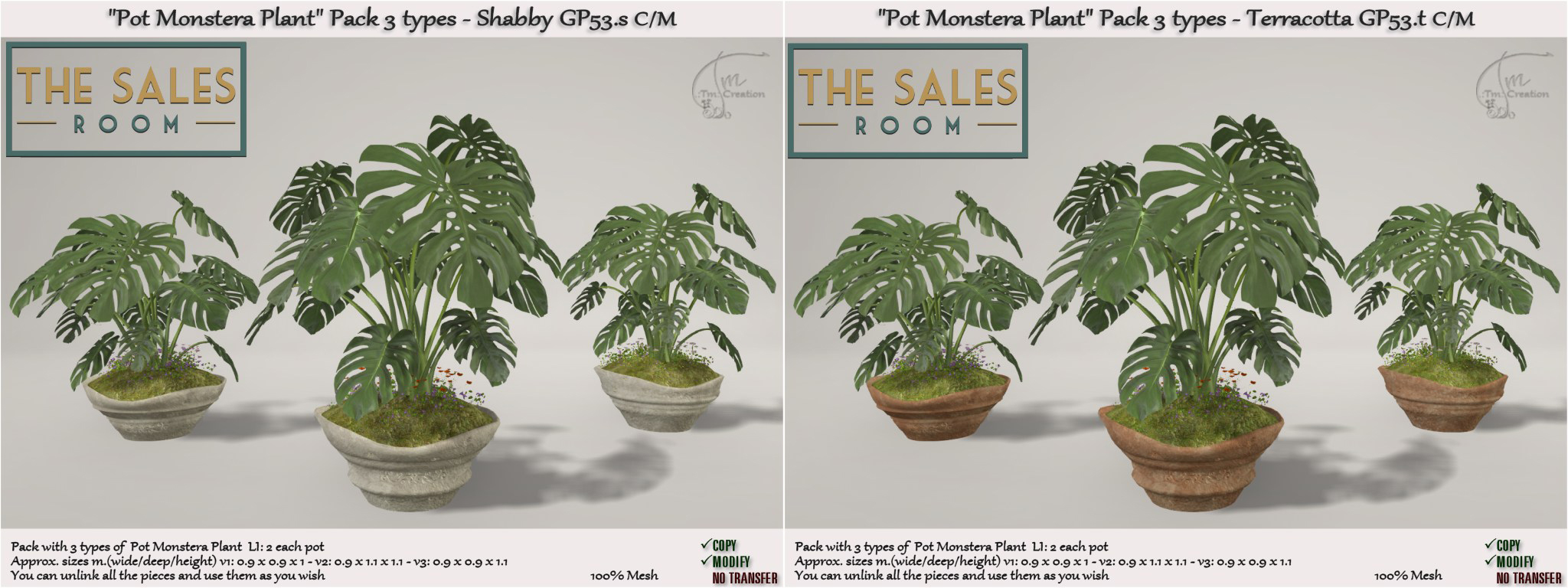 TM Creation – “Pot Monstera Plant” Shabby and Terracotta