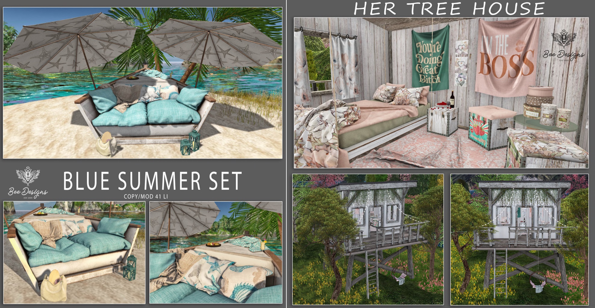 Bee Designs – Blue Summer Set & Her Tree House
