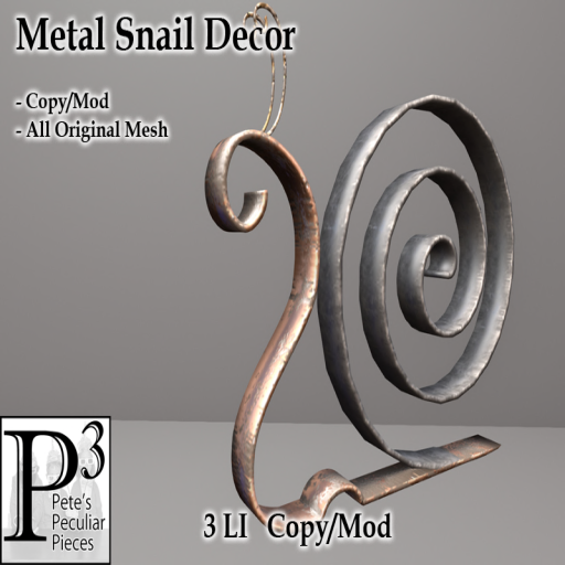 Pete’s Peculiar Pieces – Metal Snail Decor