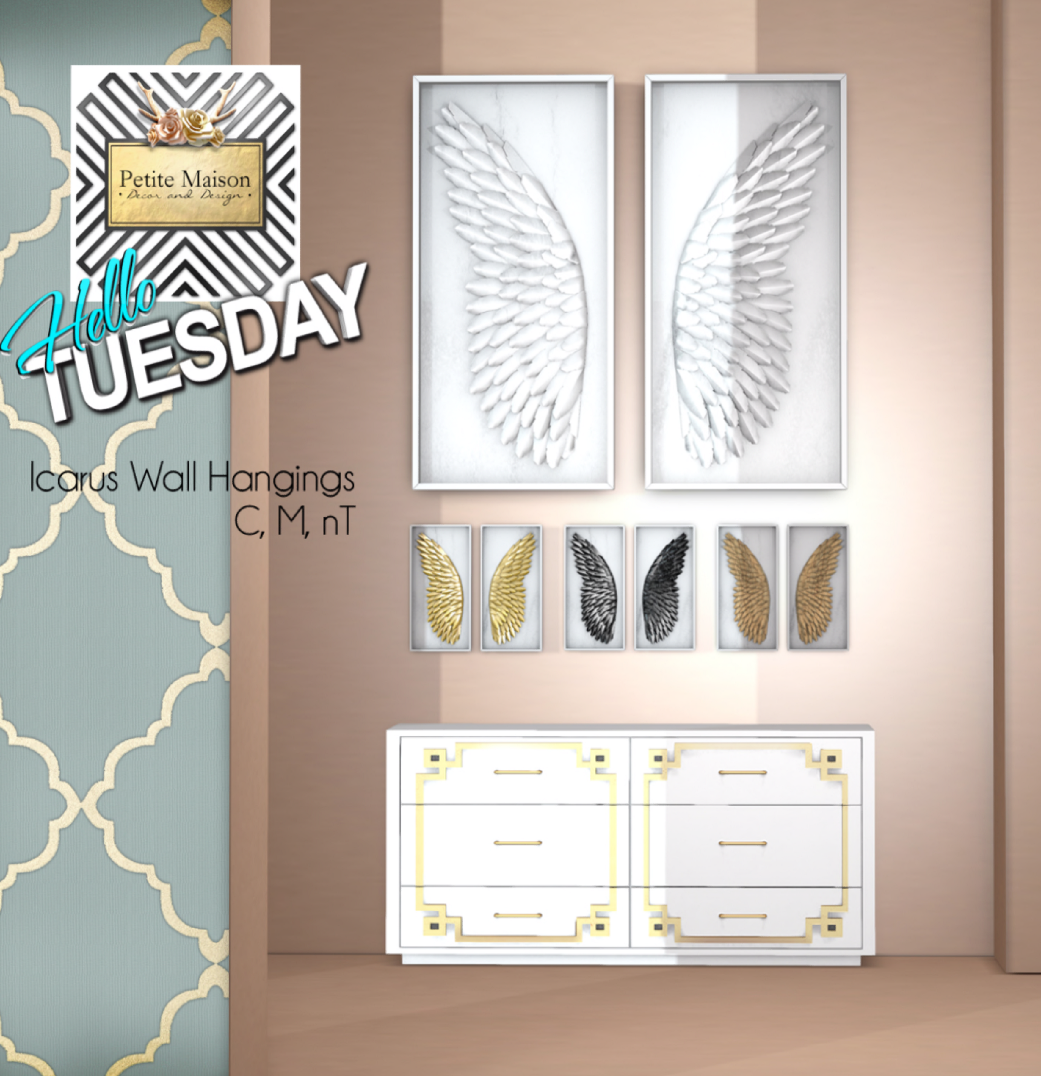 Petite Maison – Icarus Wall Hangings & Athena Consoles