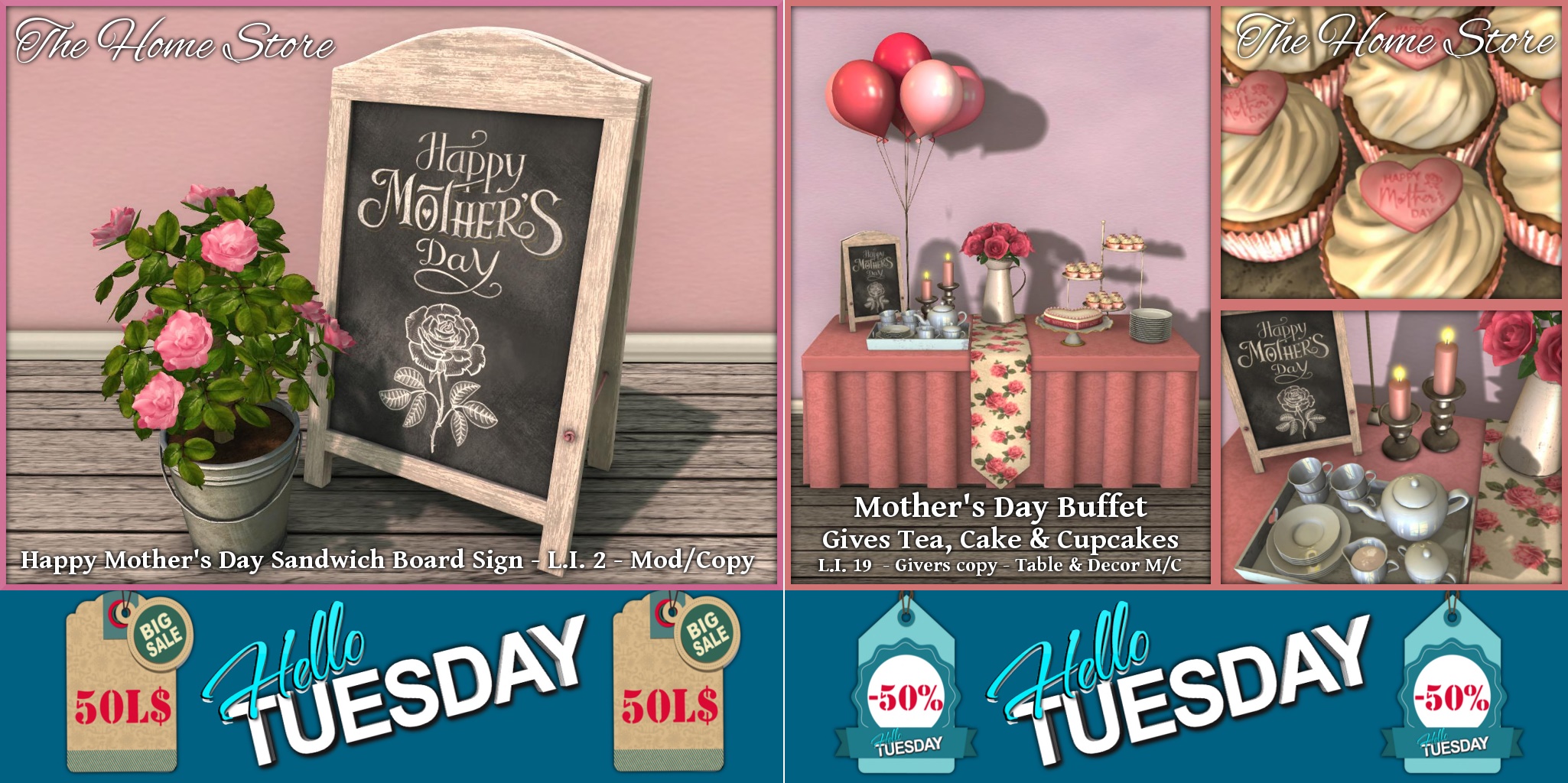 The Home Store – Happy Mother’s Day Sandwich Board & Mother’s Day Buffet