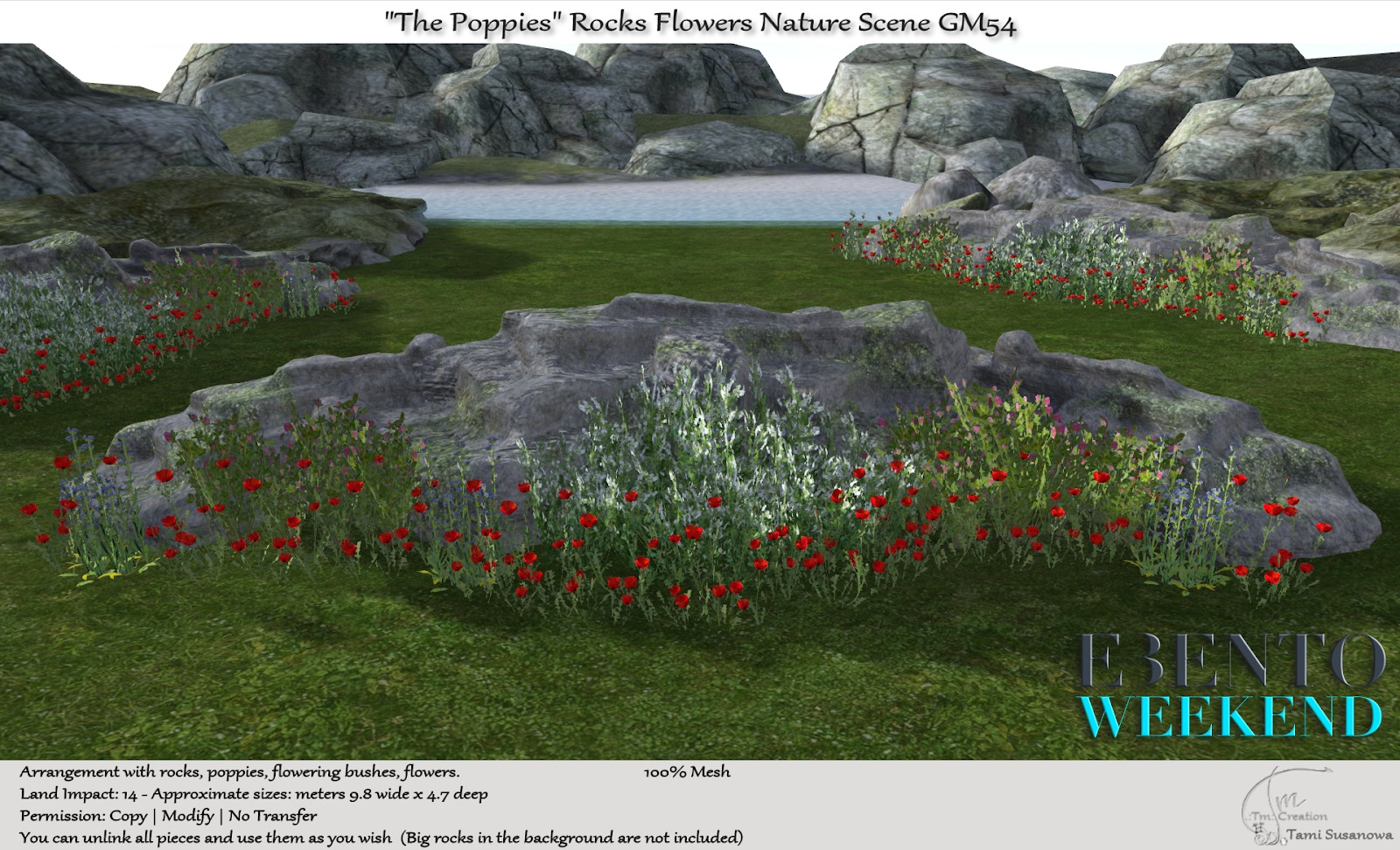 TM Creation – “The Poppies” Rocks Flowers Nature Scene