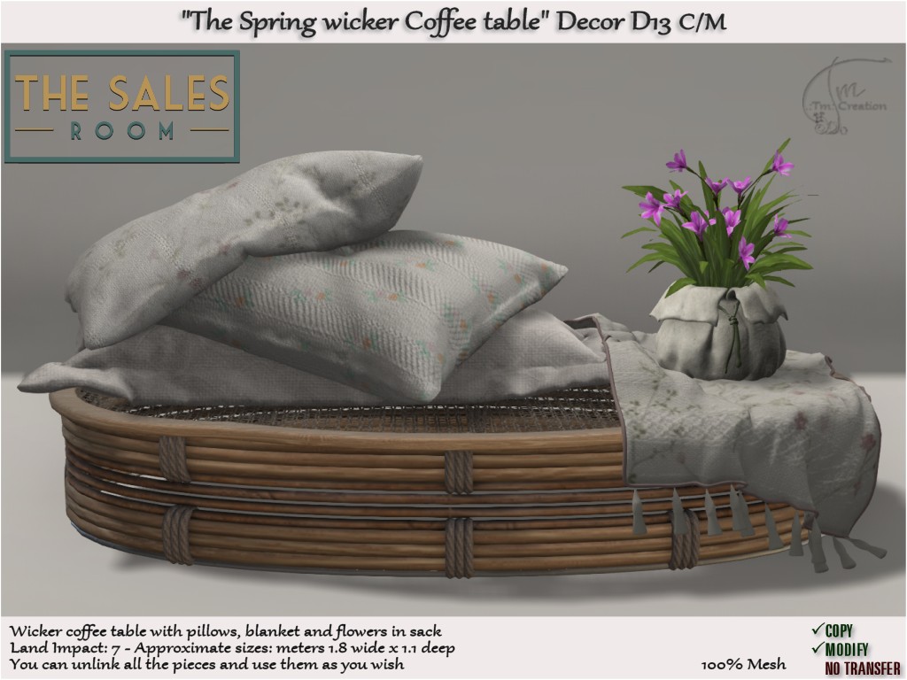 TM Creation – “Pot Laurels Flowers” & “The Spring wicker Coffee table”