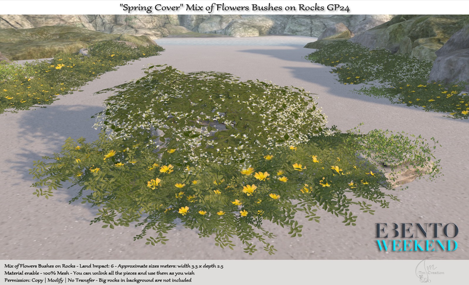 TM Creation – “Spring Cover” Mix of Flowers Bushes on Rocks