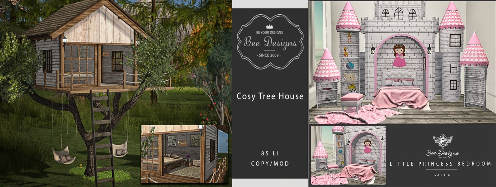 Bee Designs – Cosy Tree House & Little Princess Bedroom