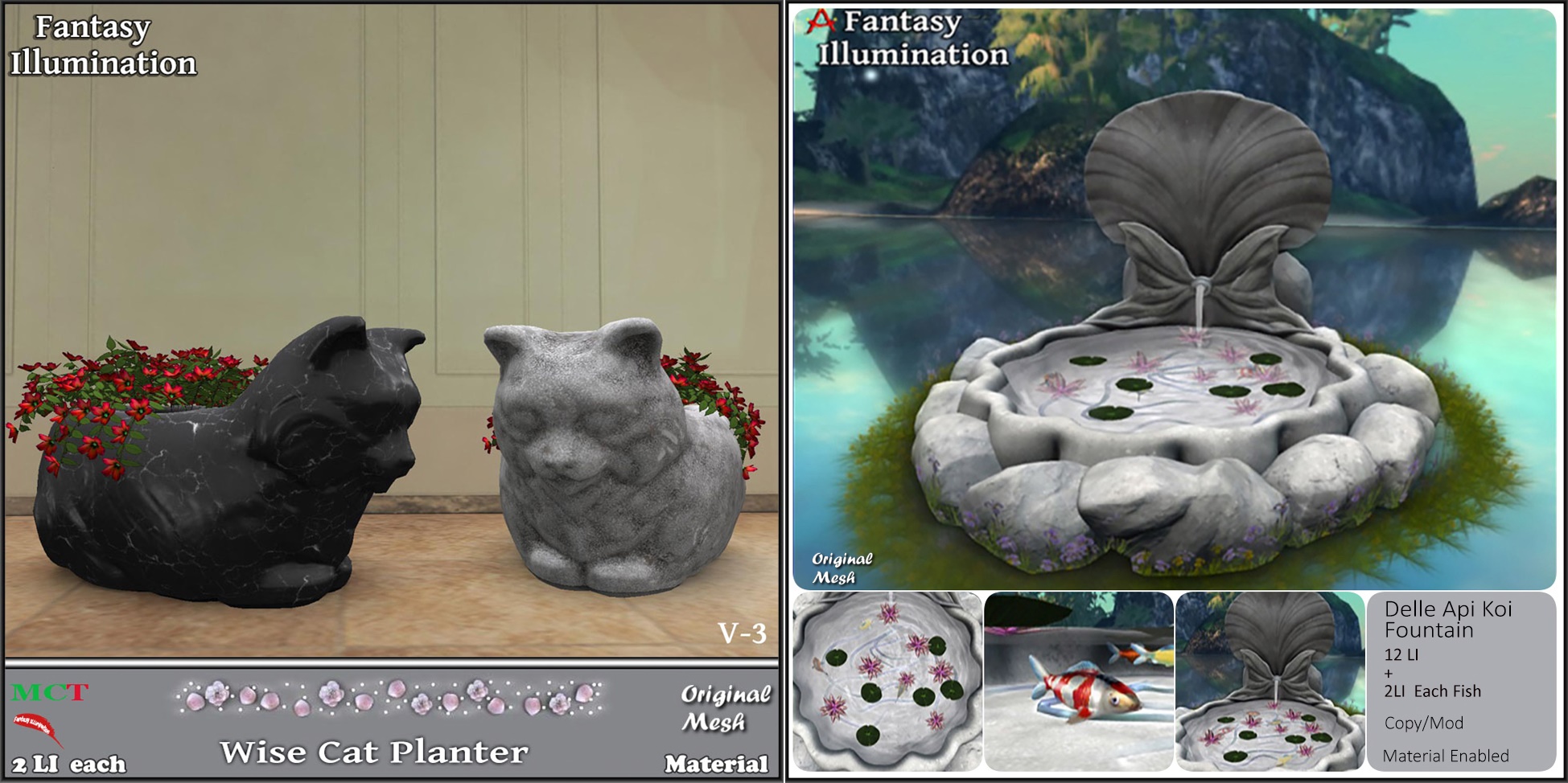 Fantasy Illumination – Wise Cat Planter & Delle Api Koi Fountain
