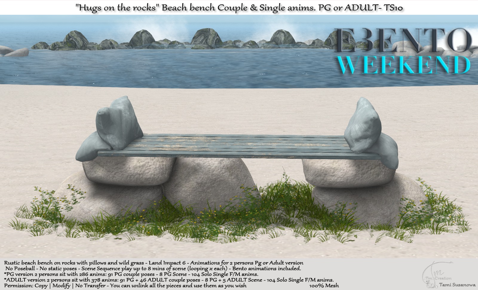 TM Creation – “Hugs on the rocks” Beach bench