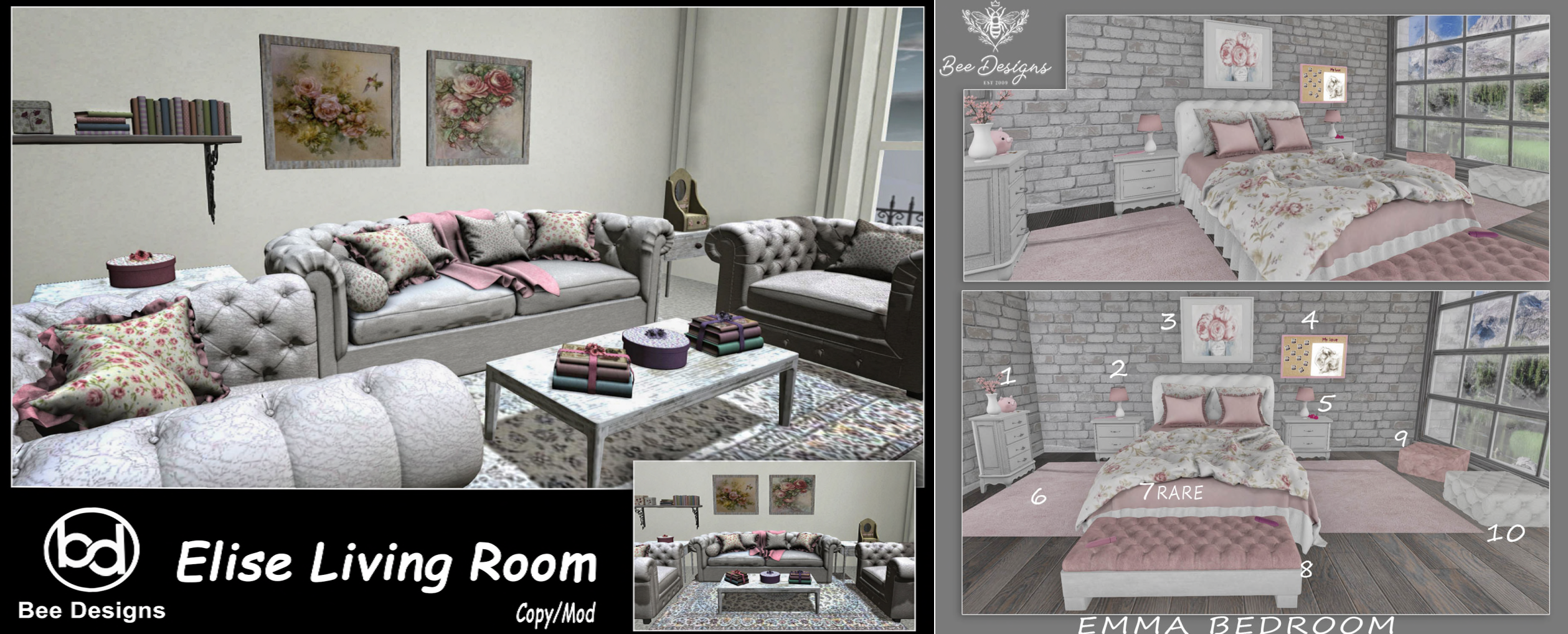 Bee Designs – Elise Living Room Set & Emma Bedroom