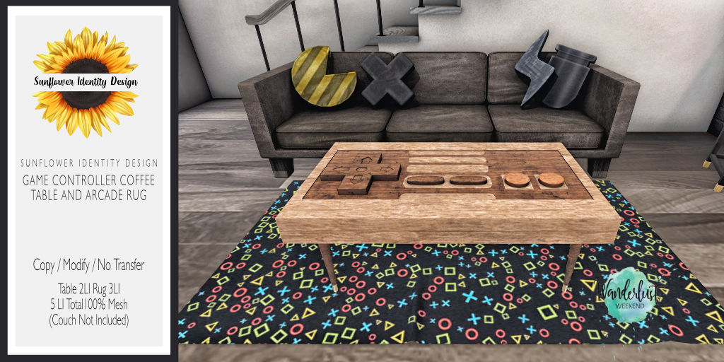 Sunflower Identity – Game Controller Coffee Table & Arcade Rug