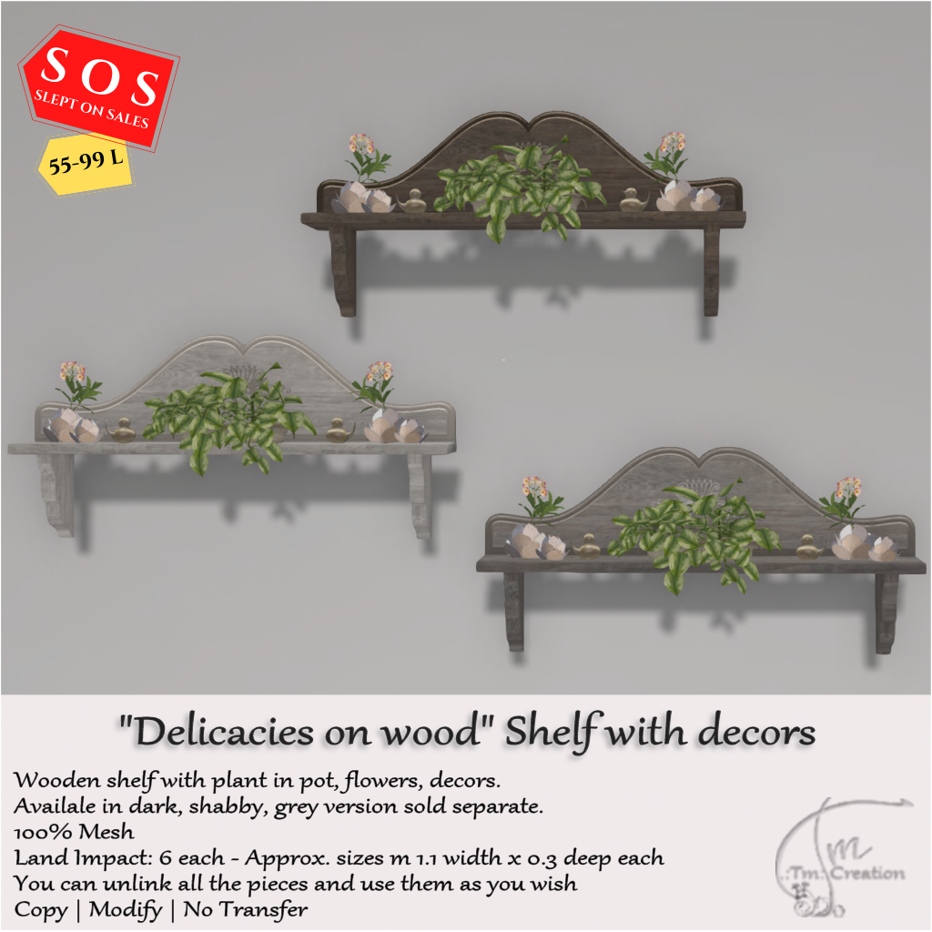 TM Creation – “Delicacies on wood” Shelf with decors