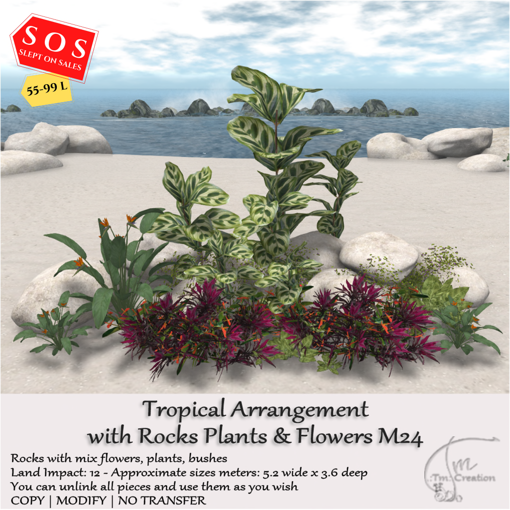 TM Creation – Tropical Arrangement with Rocks Plants & Flowers M24