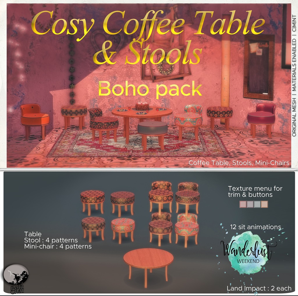 Petit Chat – Cosy Coffee Table and Stools
