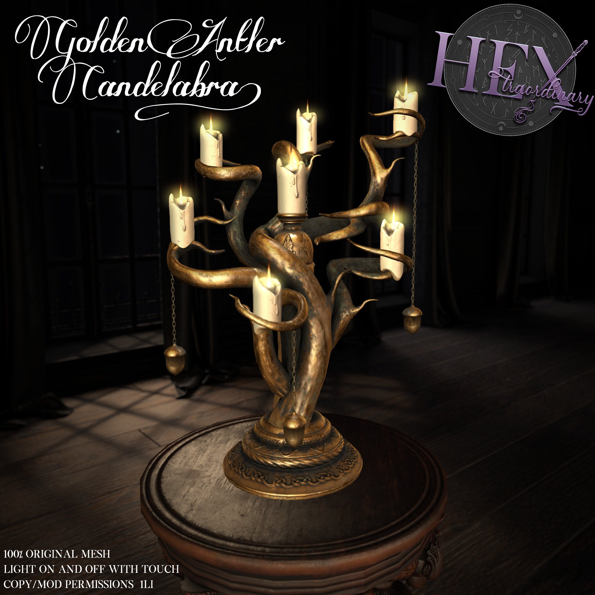 HEXtraordinary – Golden Antler Candelabra
