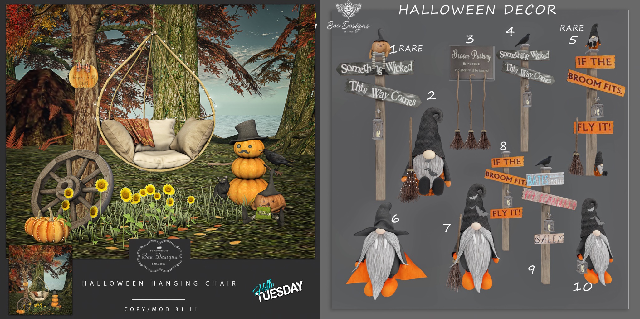 Bee Designs – Halloween Chair & Halloween Gnome Gacha