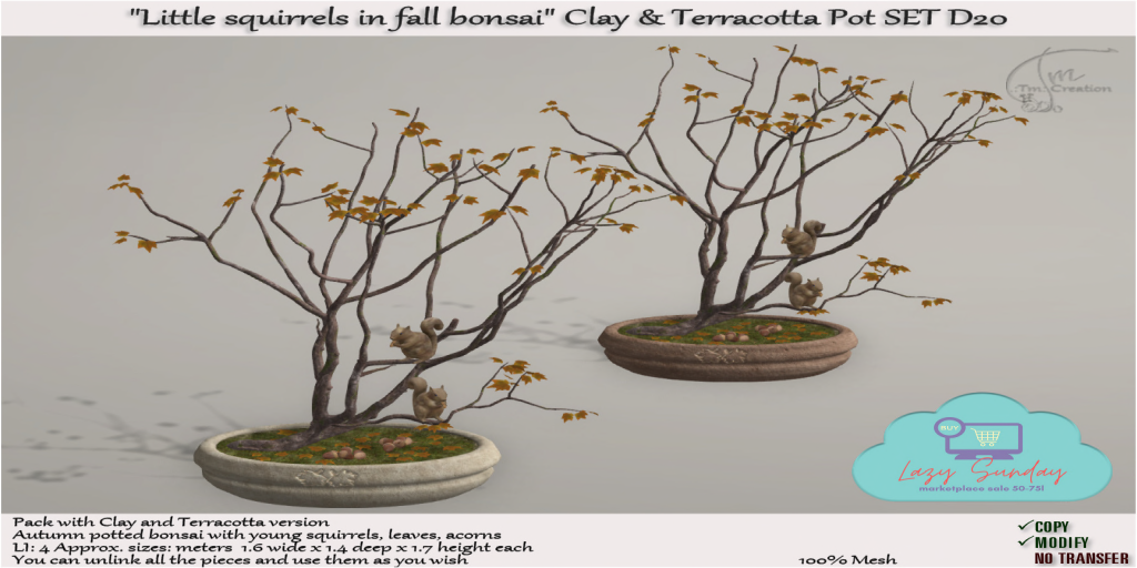 TM Creation – Little Squirrels In Fall Bonsai Set