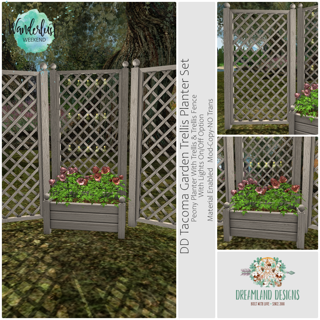 Dreamland Designs – Tacoma Garden Trellis Planter Set