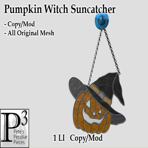 Pete’s Peculiar Pieces – Pumpkin Witch Suncatcher