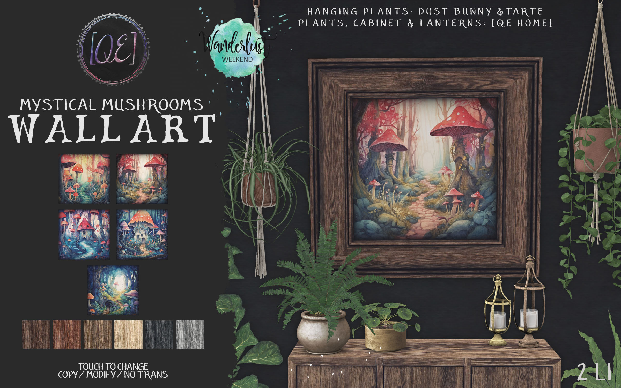 QE Home – Mystical Mushrooms Wall Art