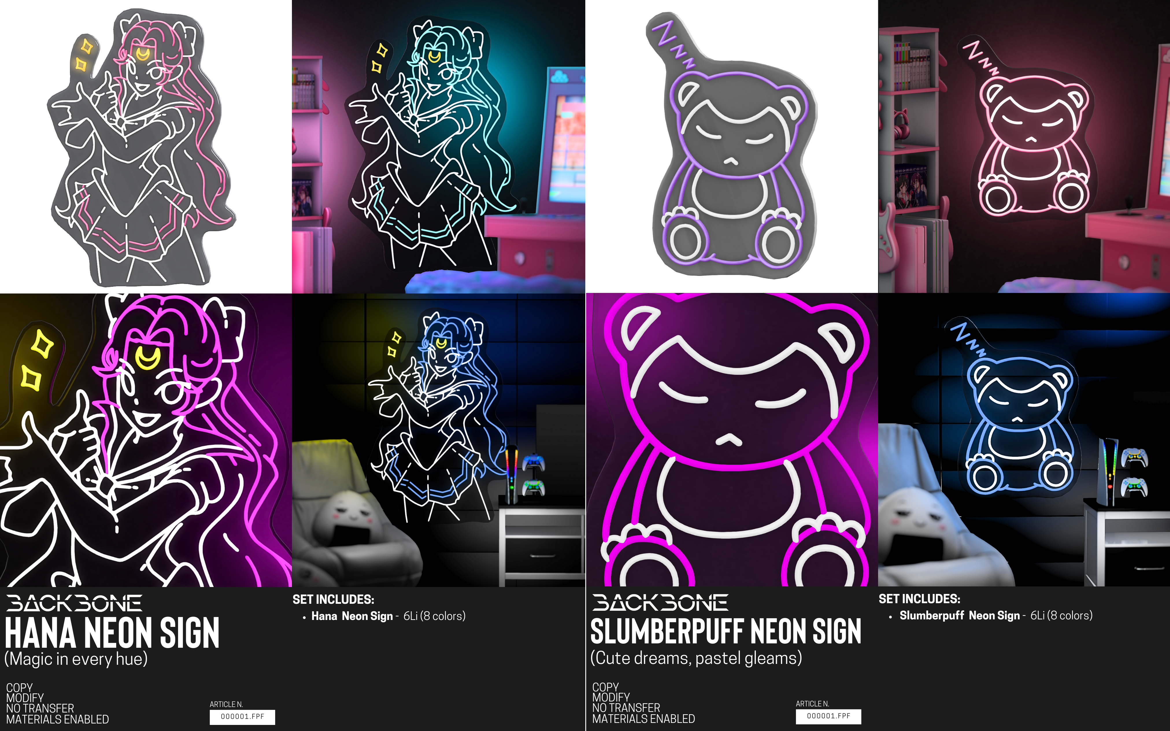 BackBone – Hana & Slumberpuff Neon Signs