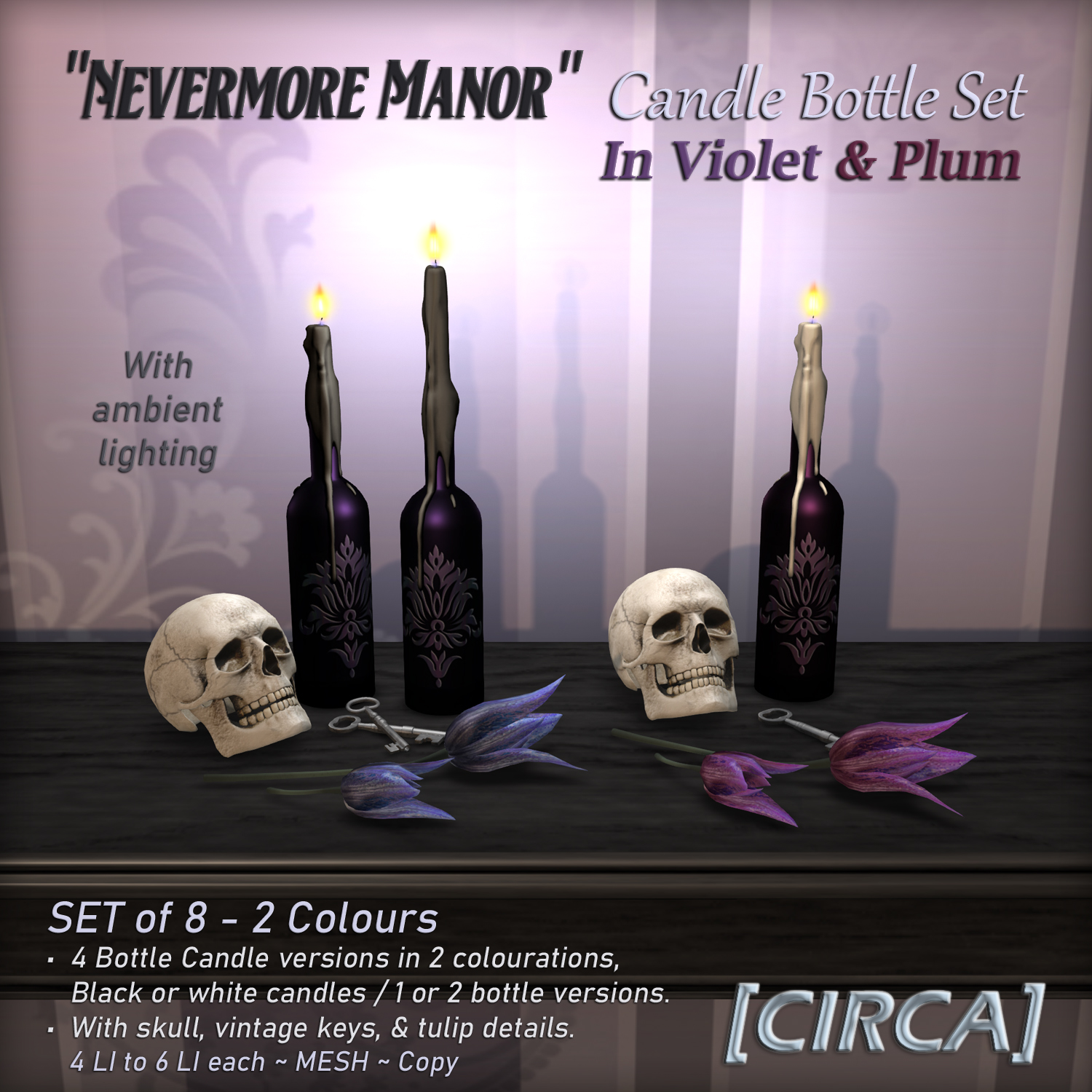 CIRCA – “Nevermore Manor” Candle Bottle Set