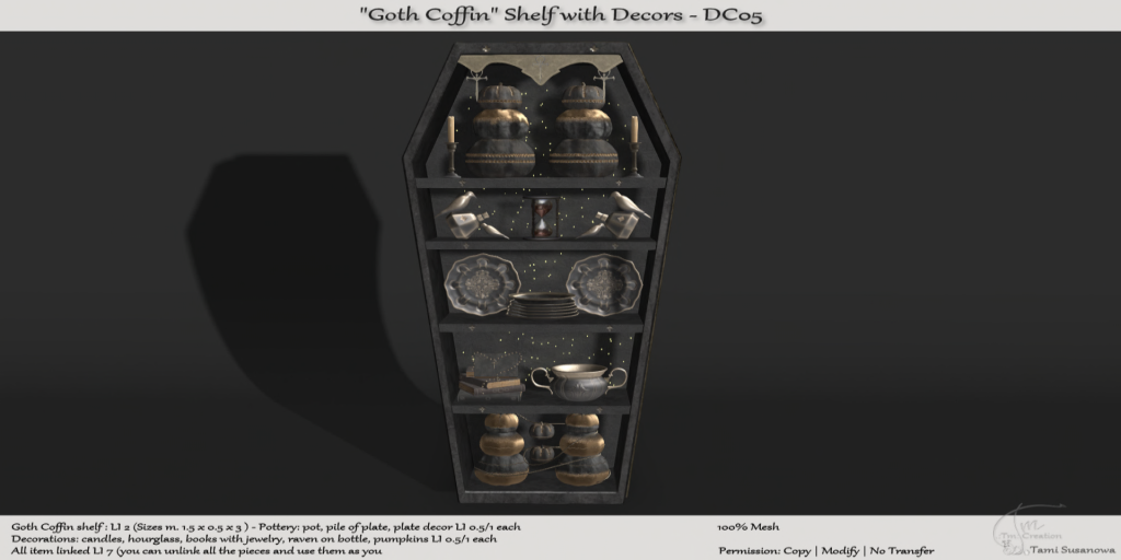 TM CREATION – “Goth Coffin” Shelf with Decors