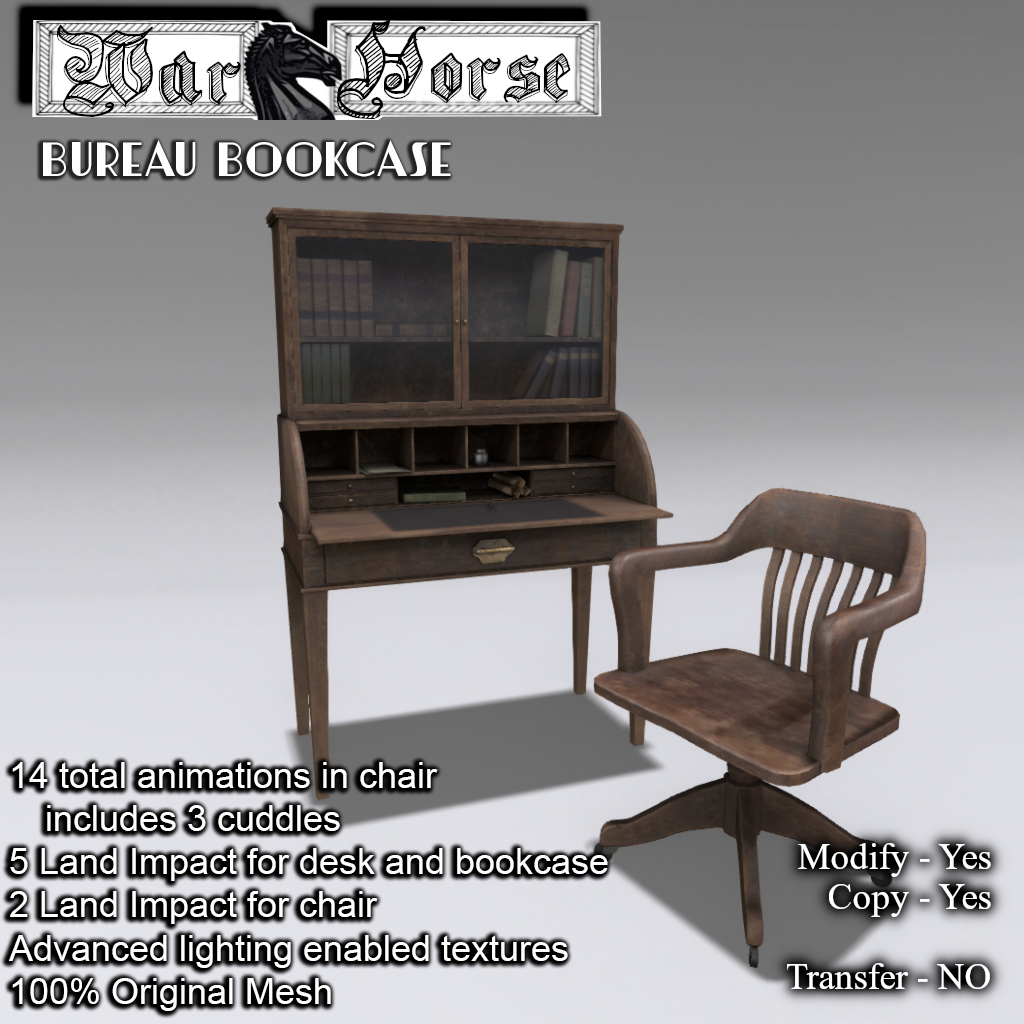 Warhorse – Rolltop Bureau Bookcase