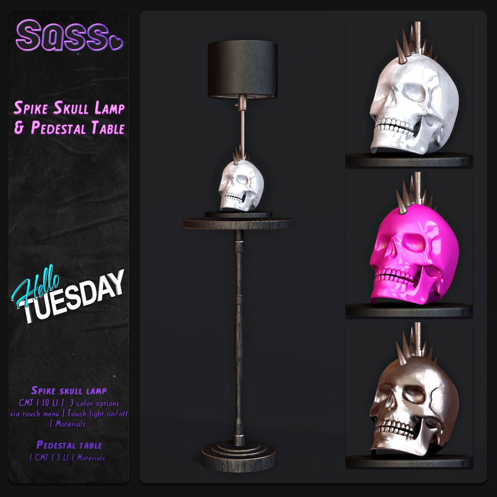 Sass – Spike Skull Lamp & Pedestal Table