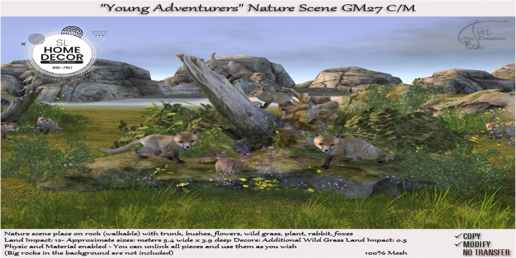 TM CREATION –”Young Adventurers” Nature Scene – SL HOME DECOR WEEKEND SALE