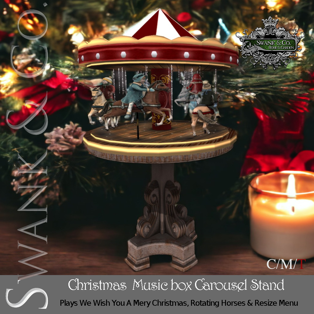 Swank & Co. – Christmas Music Box Carousel Stand