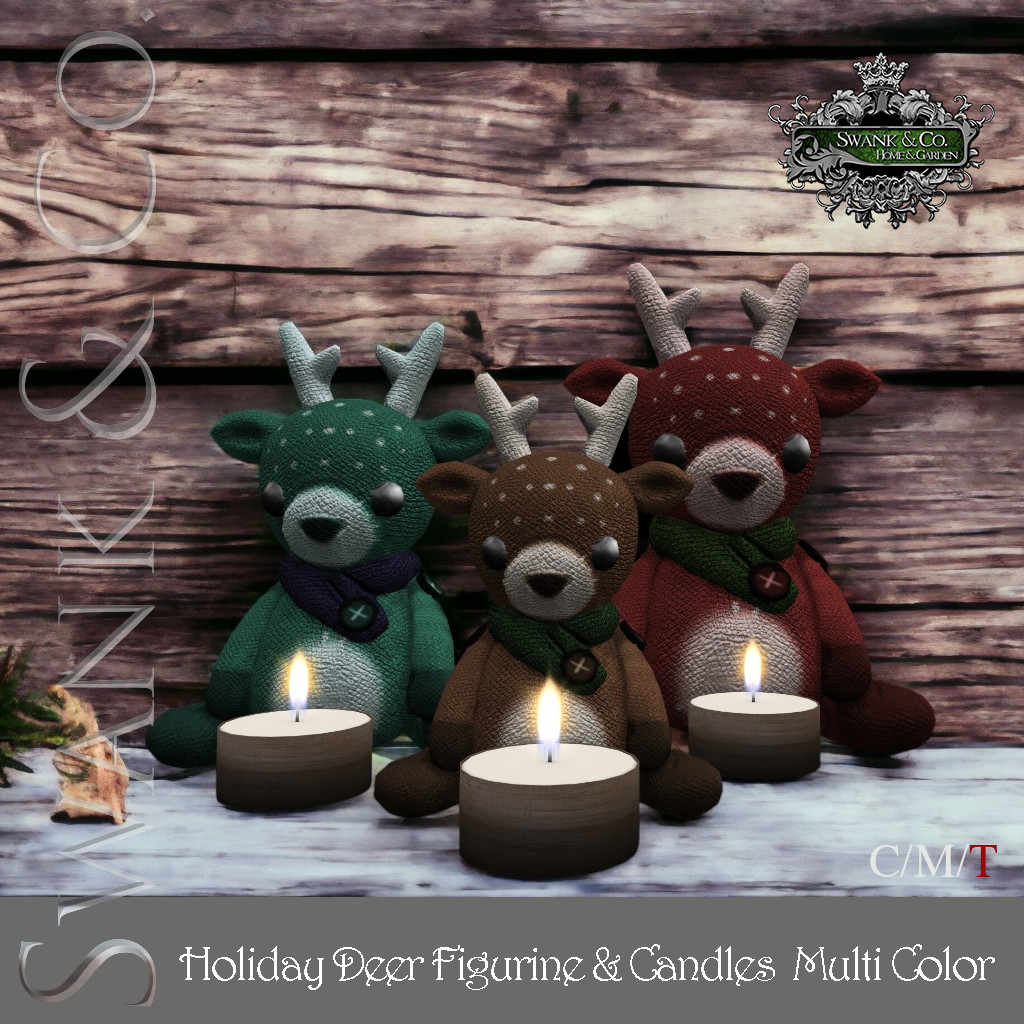 Swank & Co. – Holiday Deer Figurines with Candles