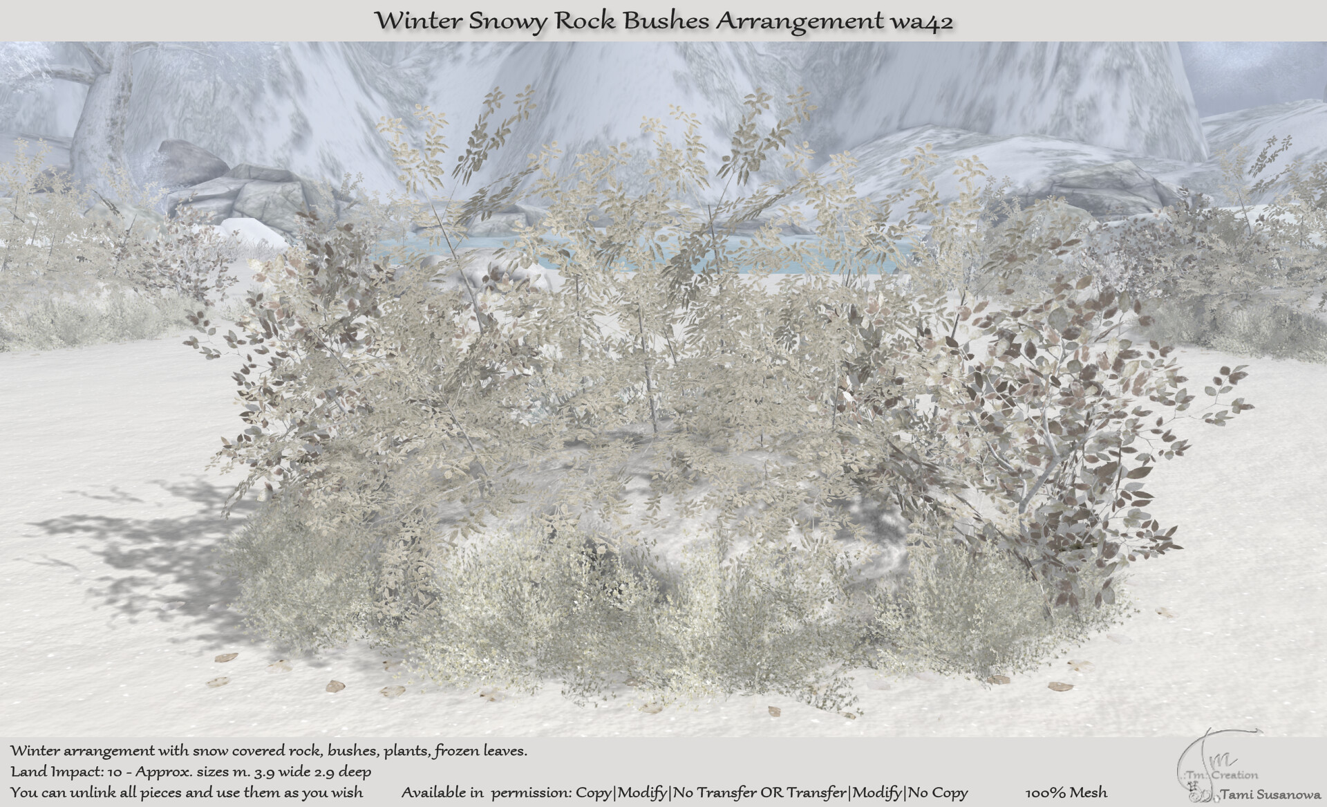 Tm Creation – Winter Snowy Rock Bushes Arrangement