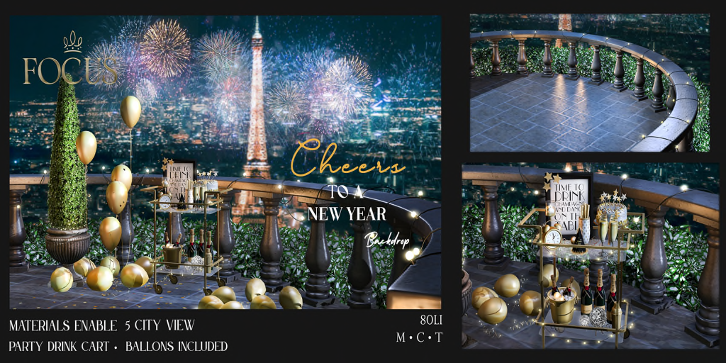 Focus Poses – Cheers to a New Year Backdrop