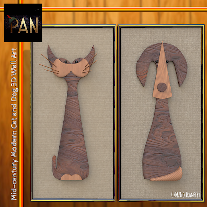 Pan – Mid-Century Modern Cat and Dog 3D Wall Art