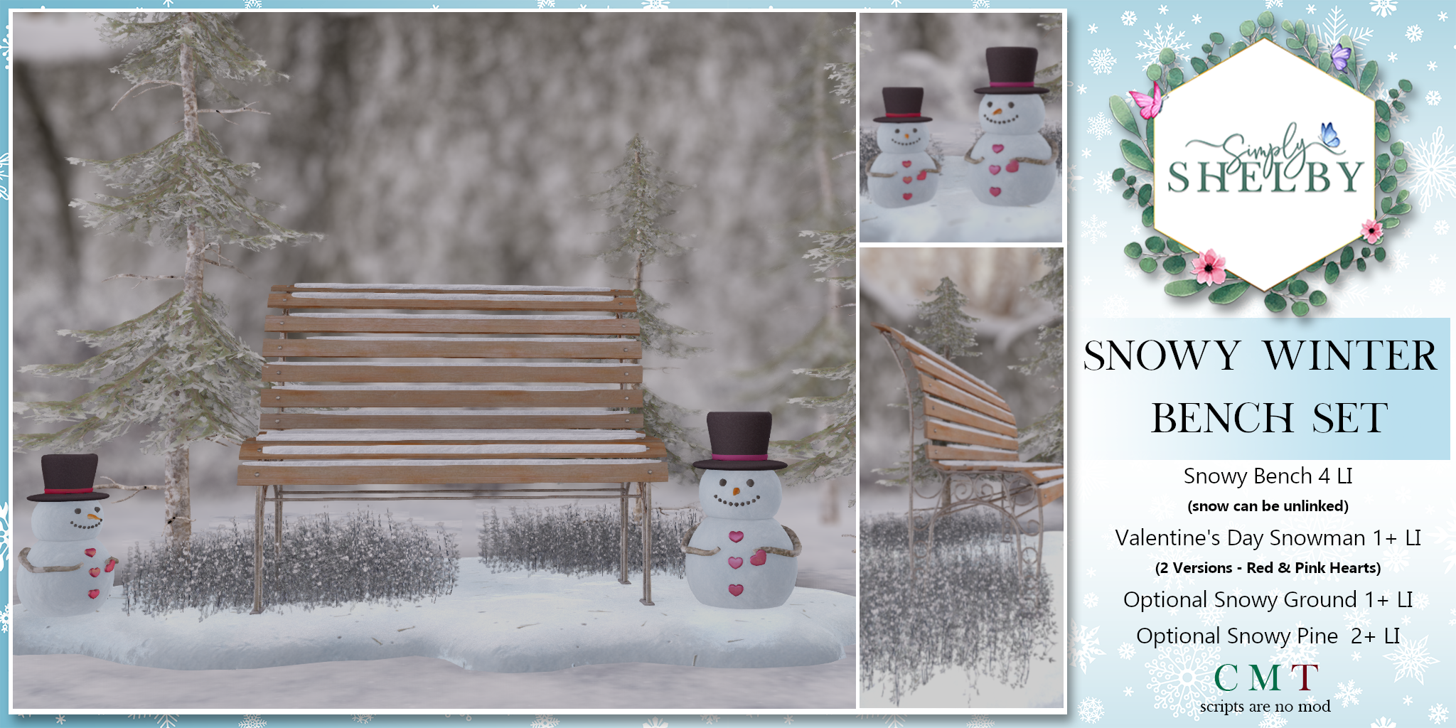 Simply Shelby – Snowy Winter Bench Set