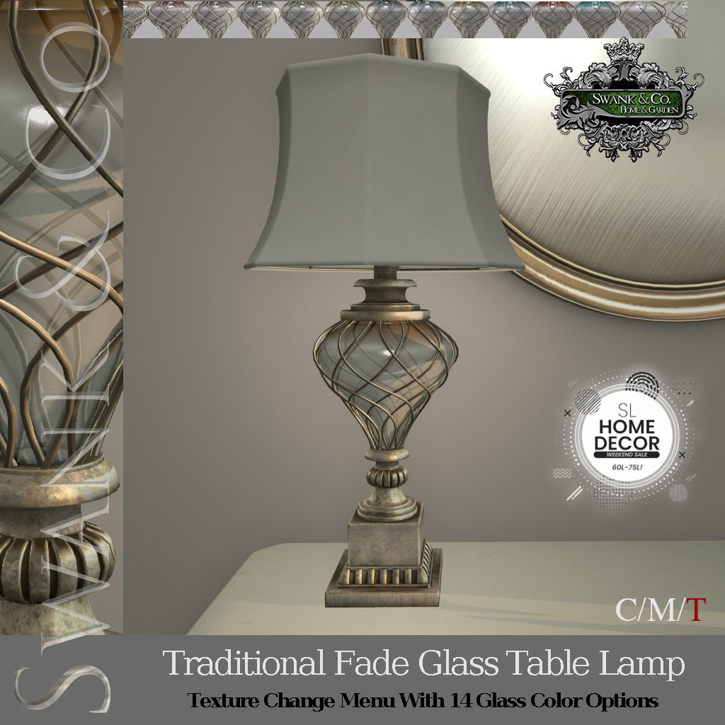 Swank & Co. – Traditional Glass Table Lamp (Frosted & Fade)