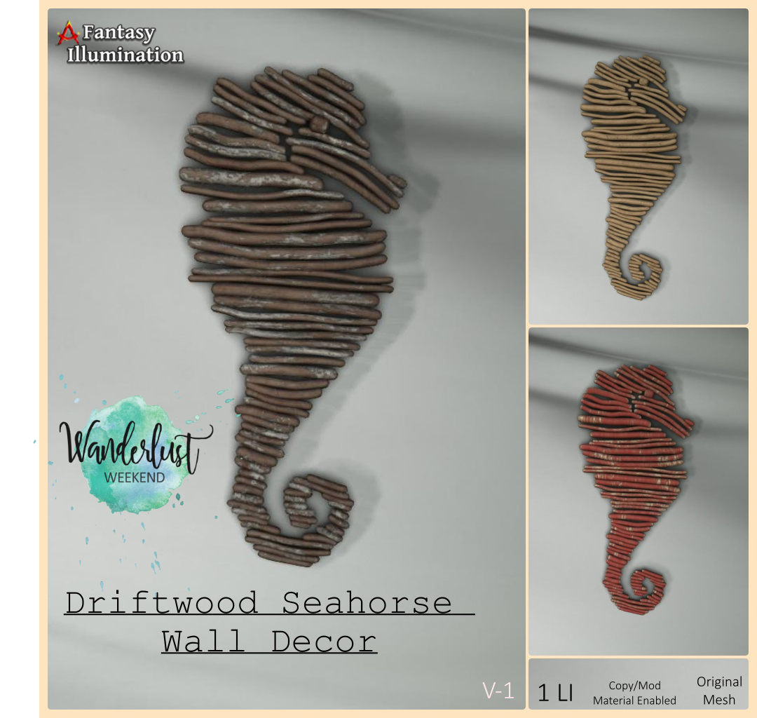 Fantasy Illumination – Driftwood Seahorse and Celtic Symbol Wall Decor