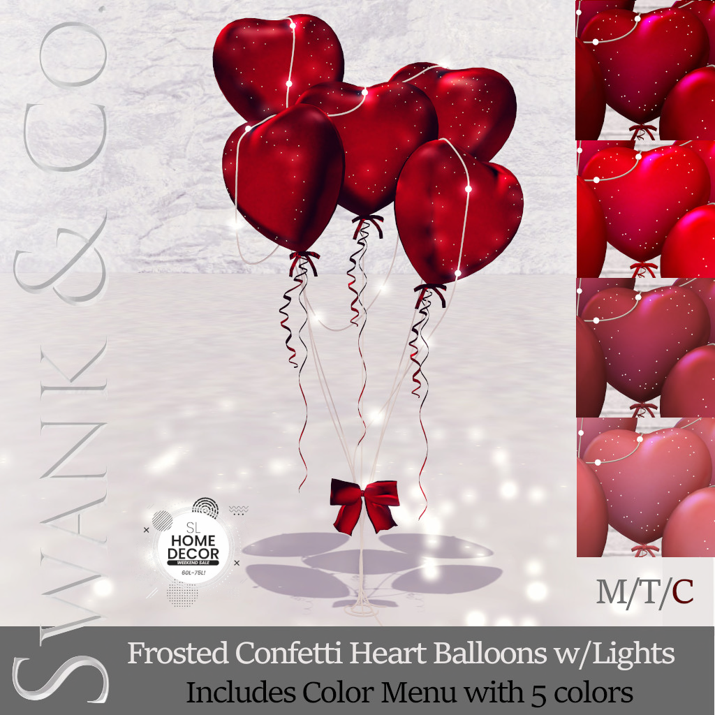 SWANK & Co. – A Thousand Years Music Snowglobe, Frosted Confetti Heart Balloons and Love Meter