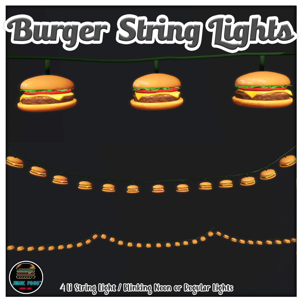 Junk Food – Burger, Pizza and Taco String Lights