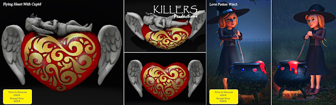 Killers Productions – Flying Heart with Cupid and Love Potion Witch
