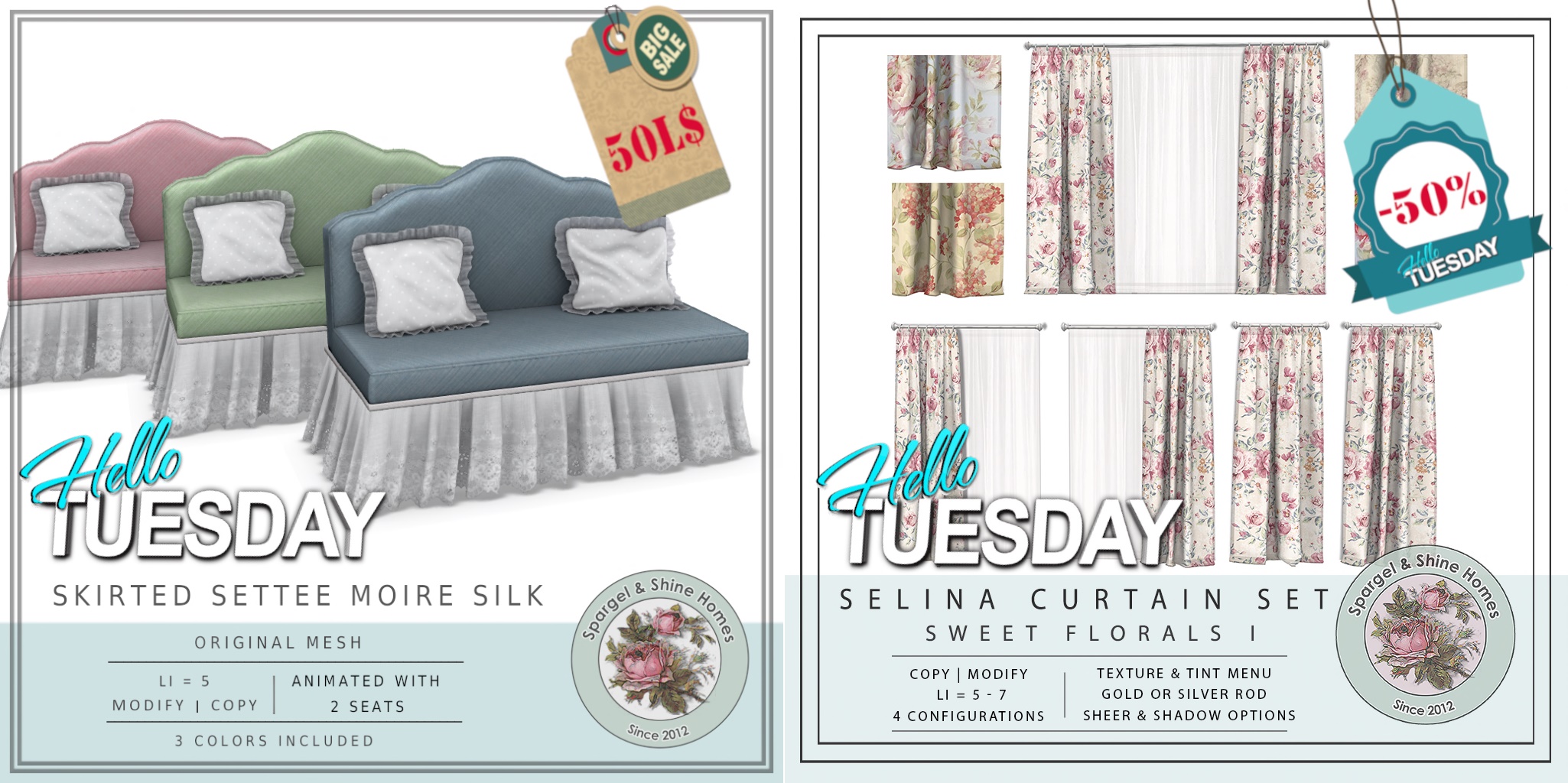 Spargel & Shine – Skirted Settee & Selina Curtain Set