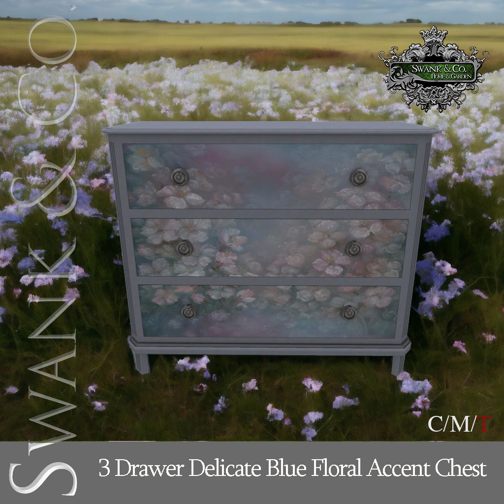 SWANK & Co. – 3 Drawer Floral Accent Chest