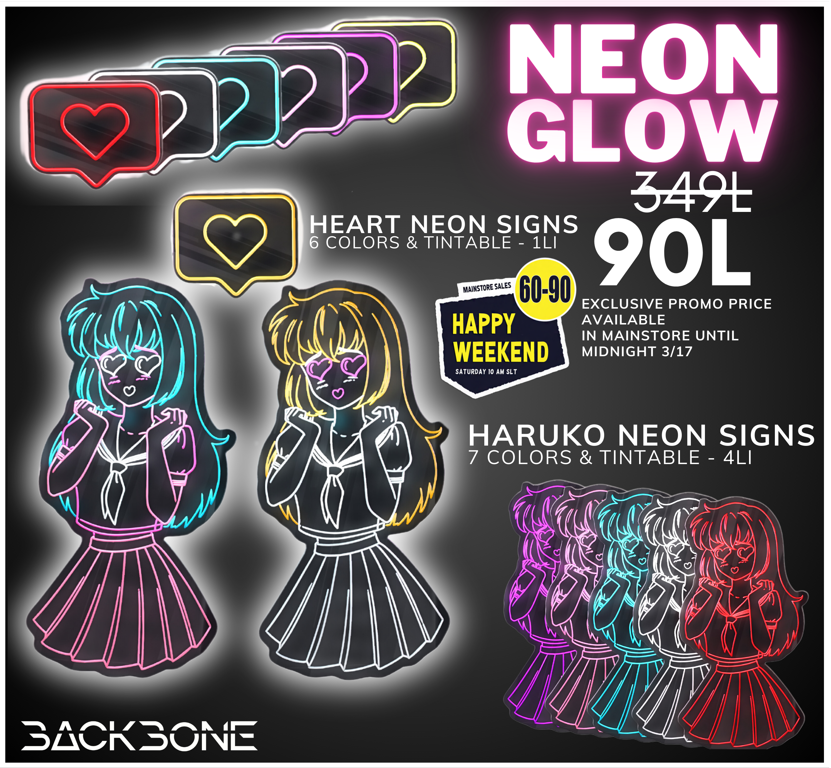Backbone – Heart & Haruko Neon Signs
