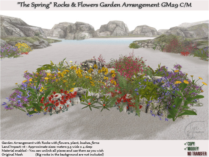 TM Creation – The Spring Rocks & Flower Garden Arrangement