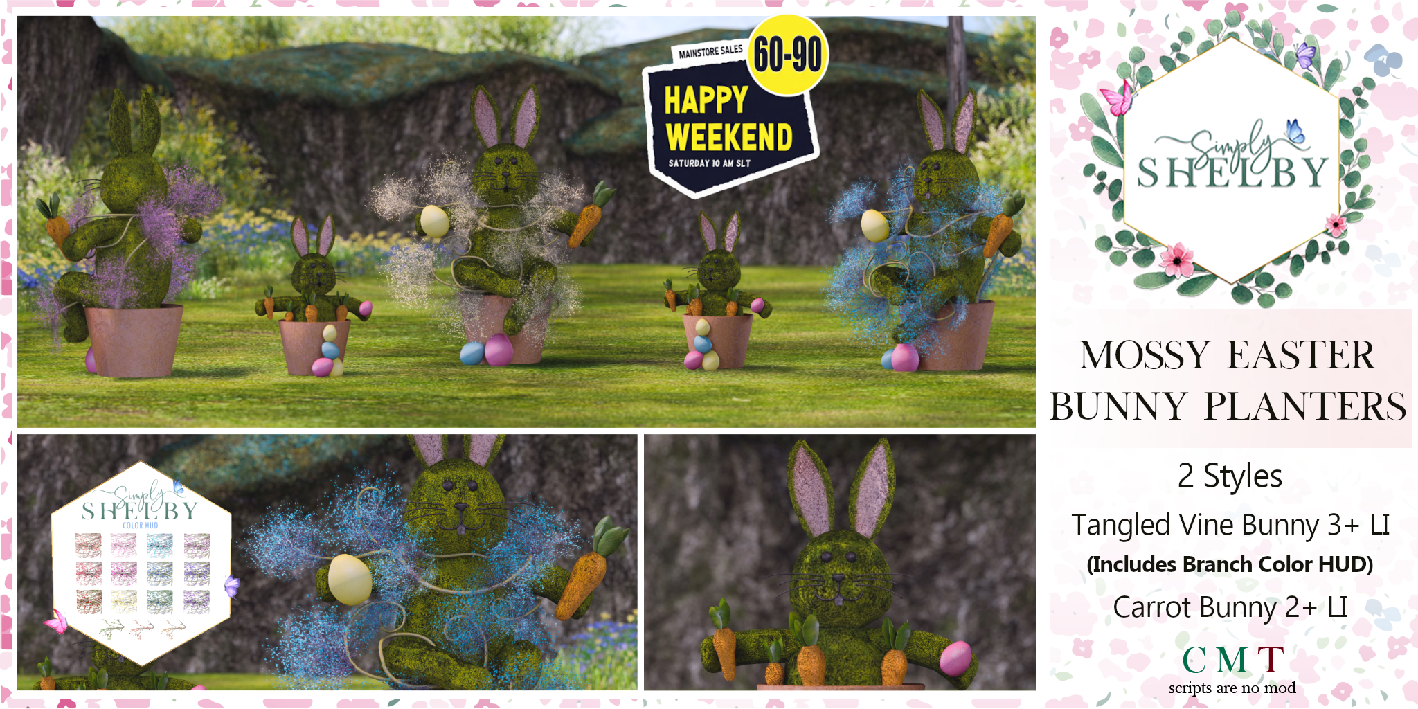 Simply Shelby – Mossy Easter Bunny Planters