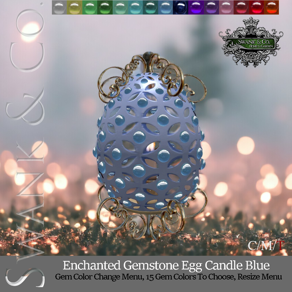 Swank & Co. – Enchanted Gemstone Egg Candle Blue