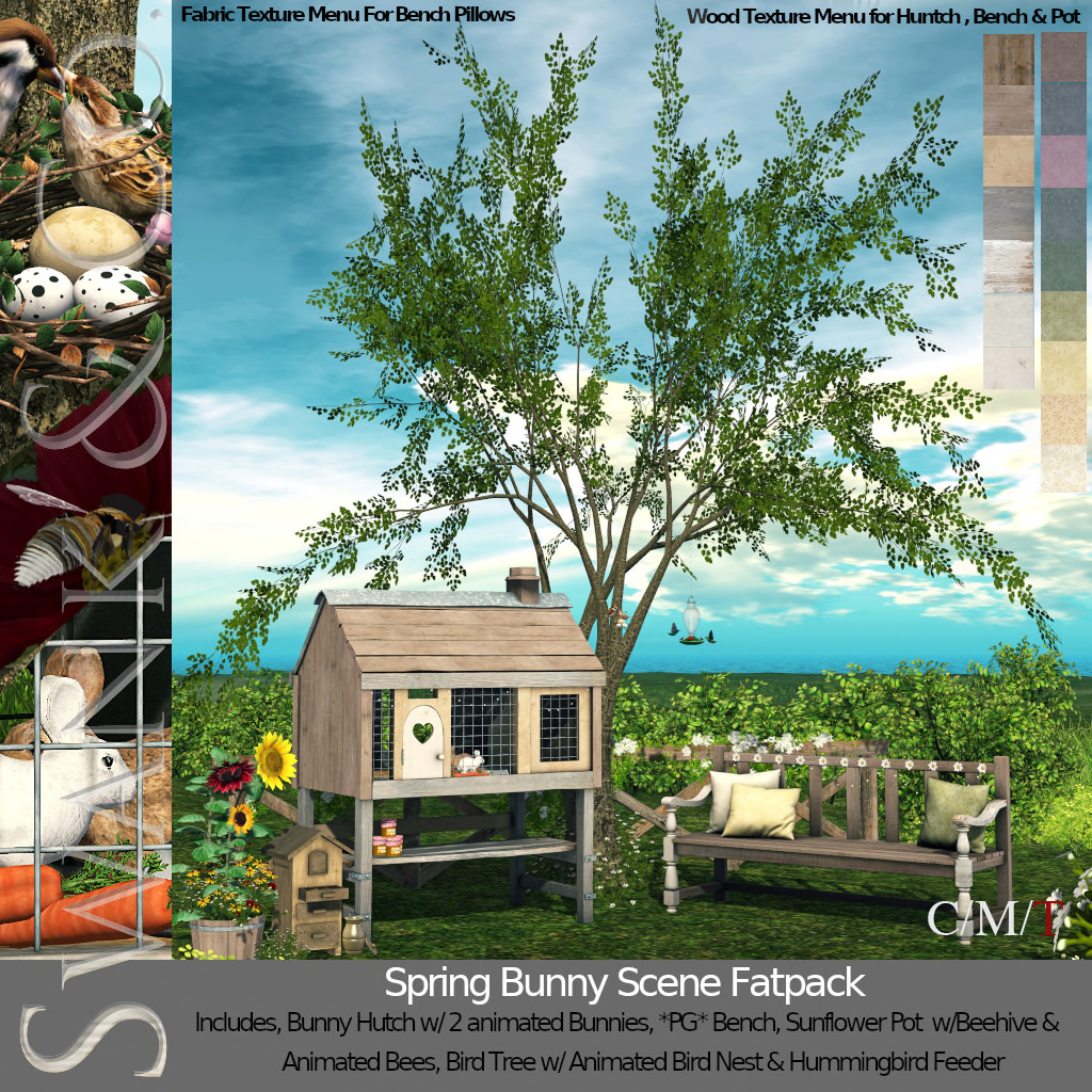SWANK & Co. – Lovers Afternoon Spring Chats Bench & Spring Bunny Hutch