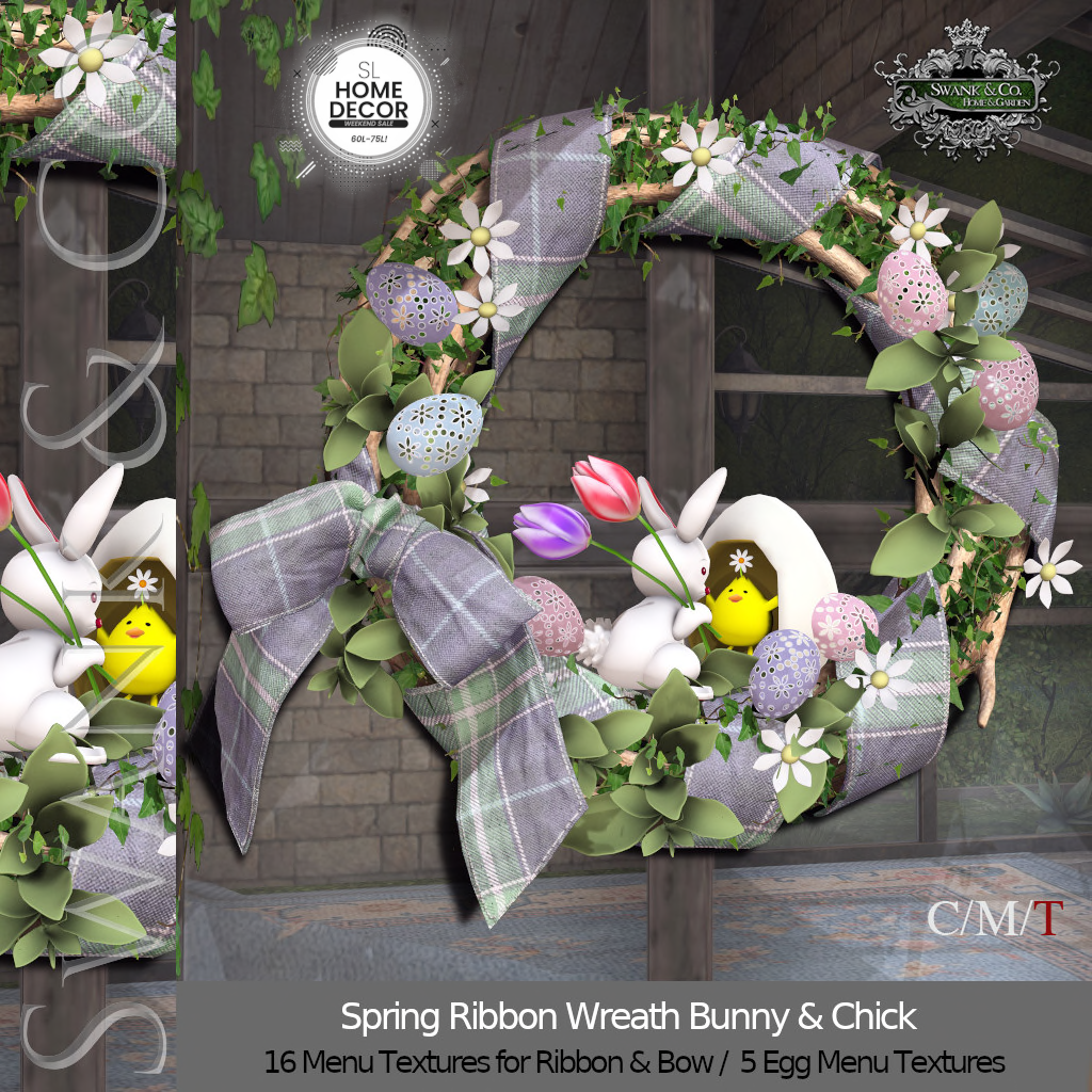 SWANK & Co. – Spring Ribbon Wreath Bunny & Chick