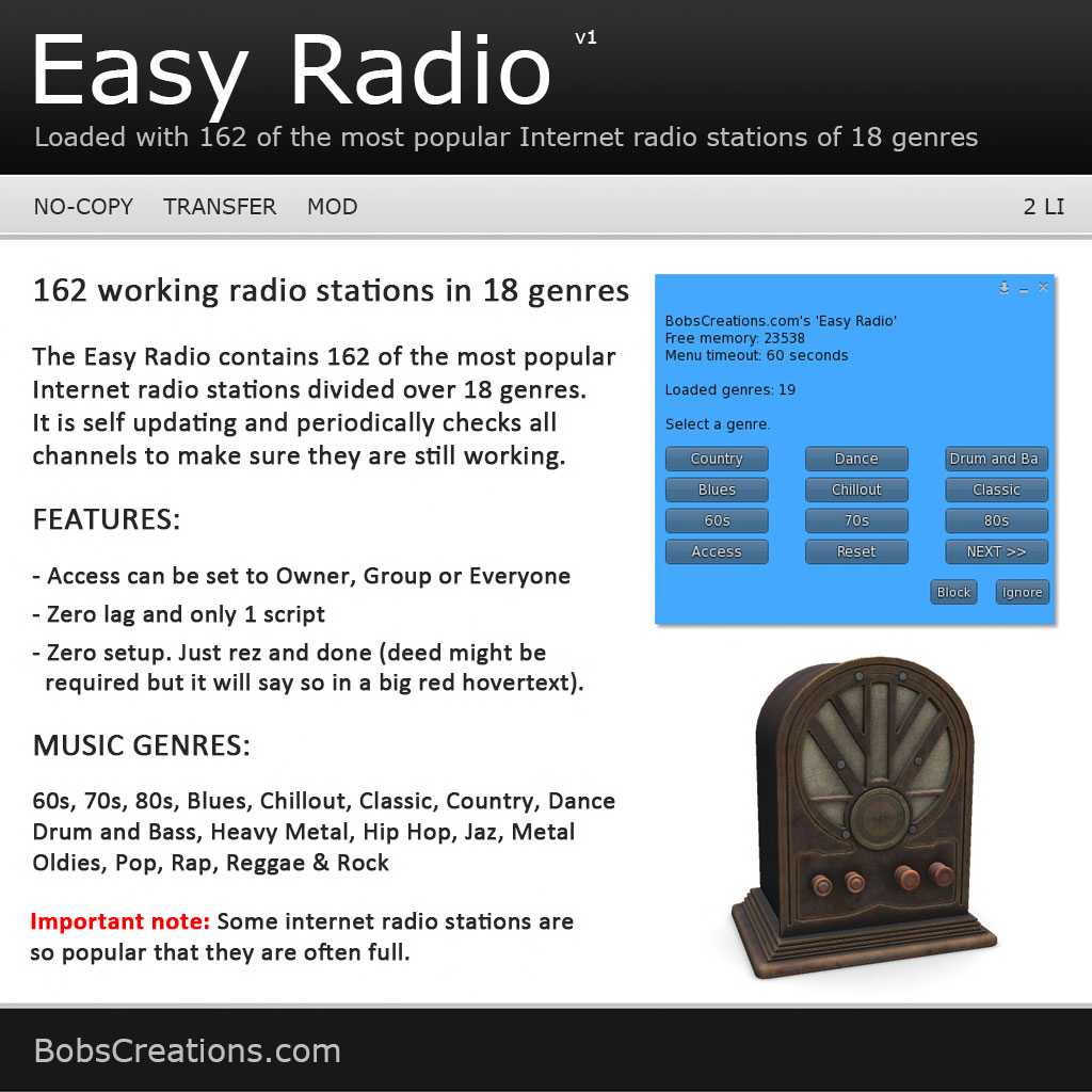 BobsCreations – Easy Radio Collection