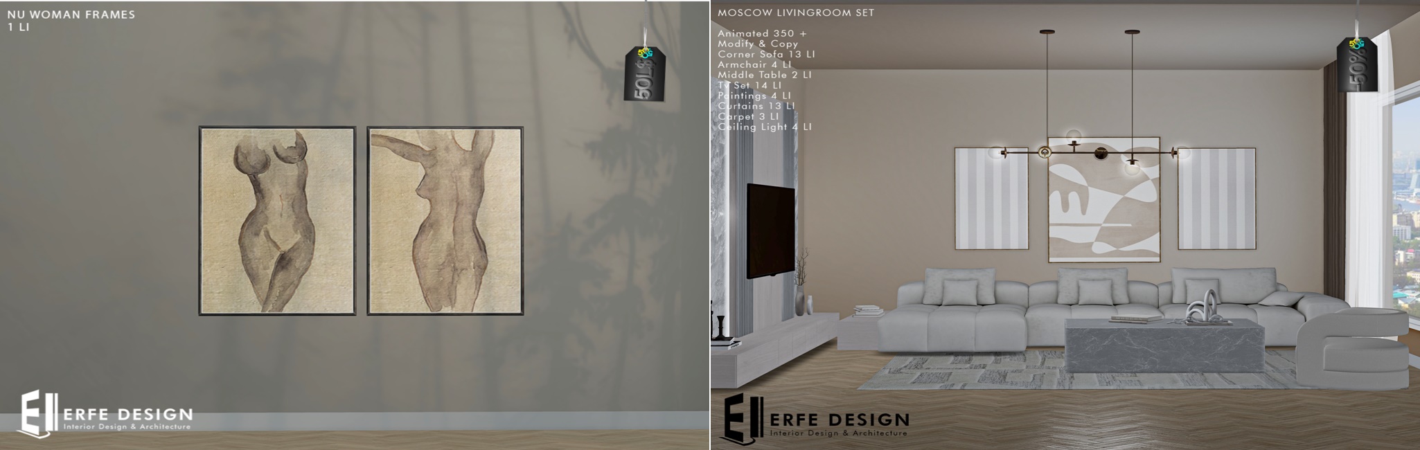 Erfe – Nu Woman Frames & Moscow Livingroom Set